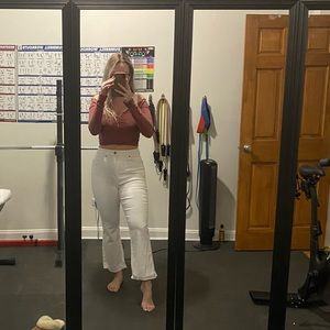 LOFT Curvy High Waist Kick Crop Jeans